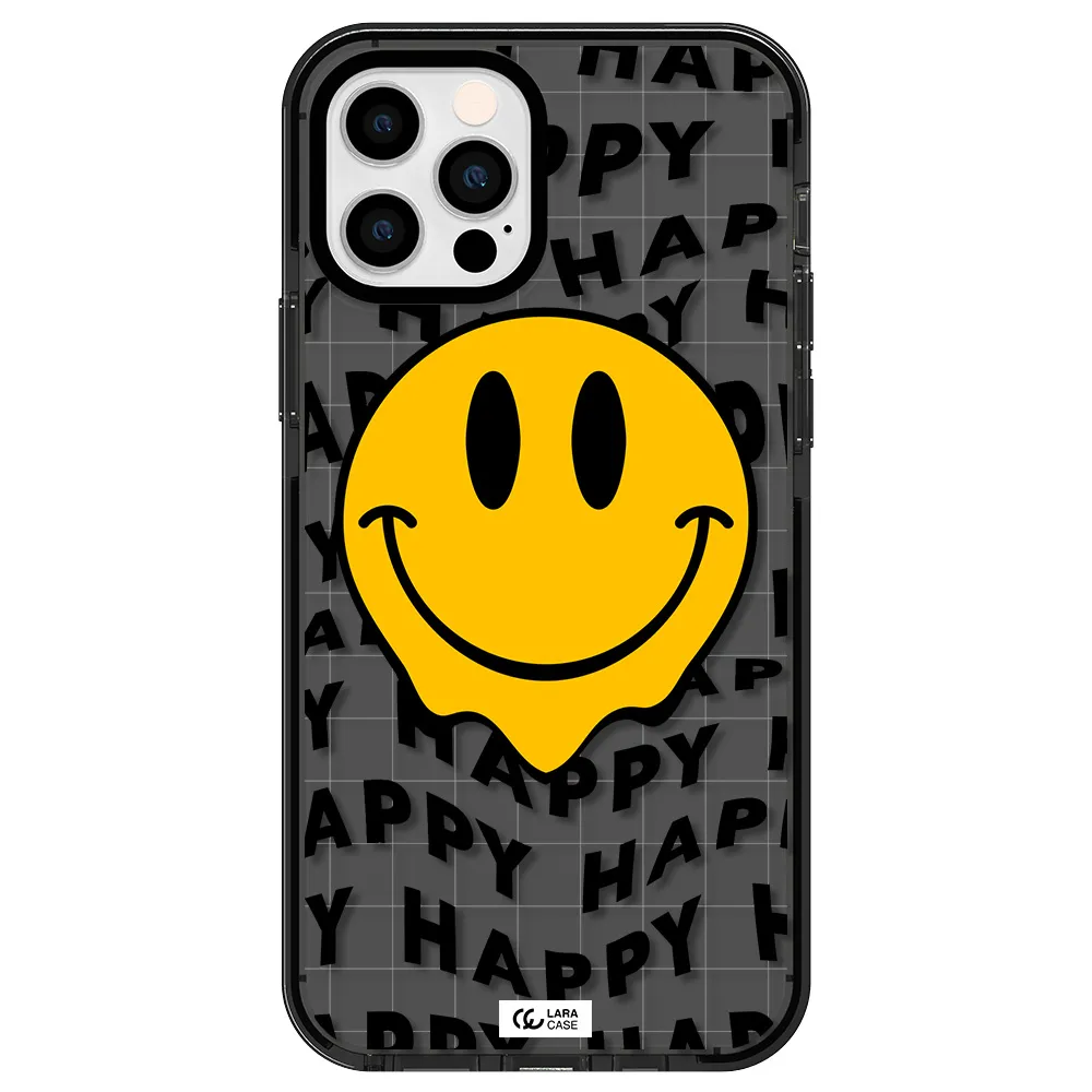 Happy Emoji Apple iPhone 12 pro impact Smoke Black Case