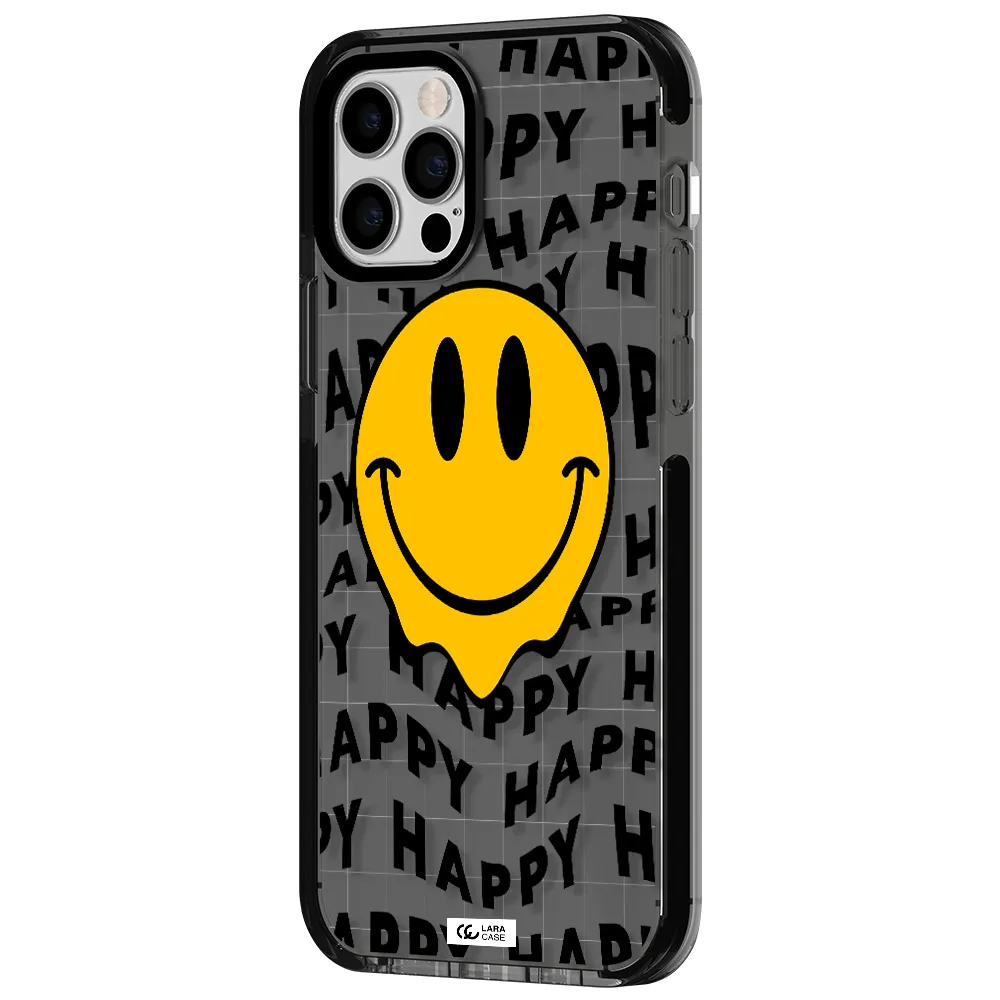 Happy Emoji Apple iPhone 12 pro impact Smoke Black Case