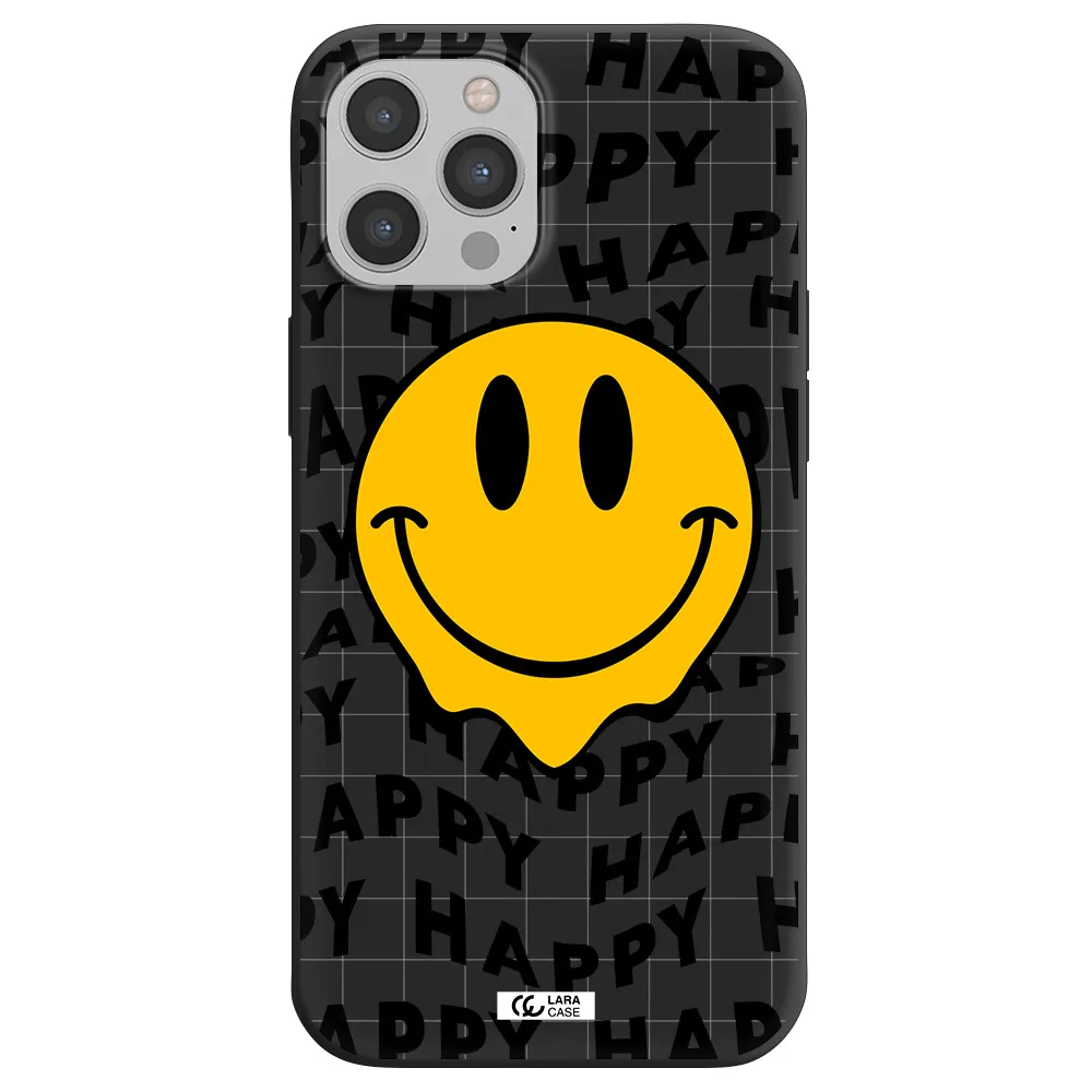 Happy Emoji Apple iPhone 12 pro max Silicone black Case