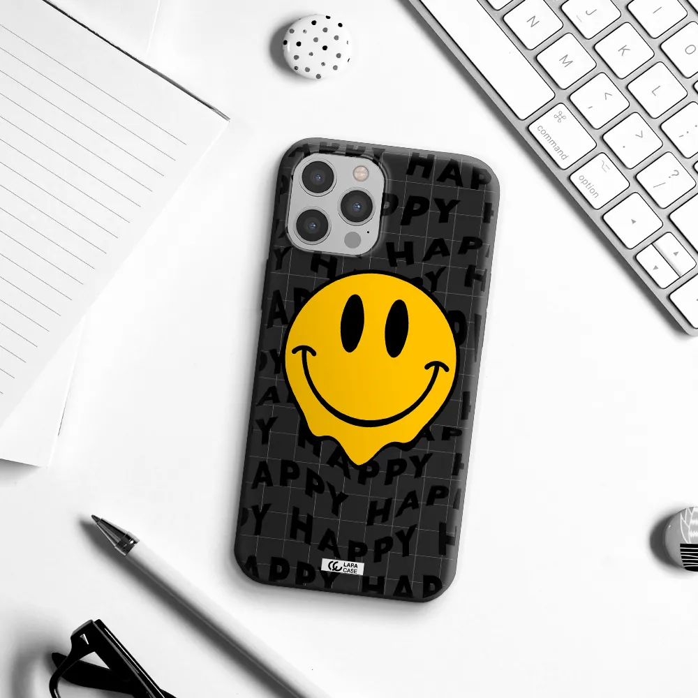 Happy Emoji Apple iPhone 12 pro max Silicone black Case
