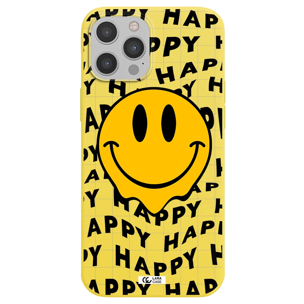 Happy Emoji Apple iPhone 12 pro max Silicone canary yellow Case