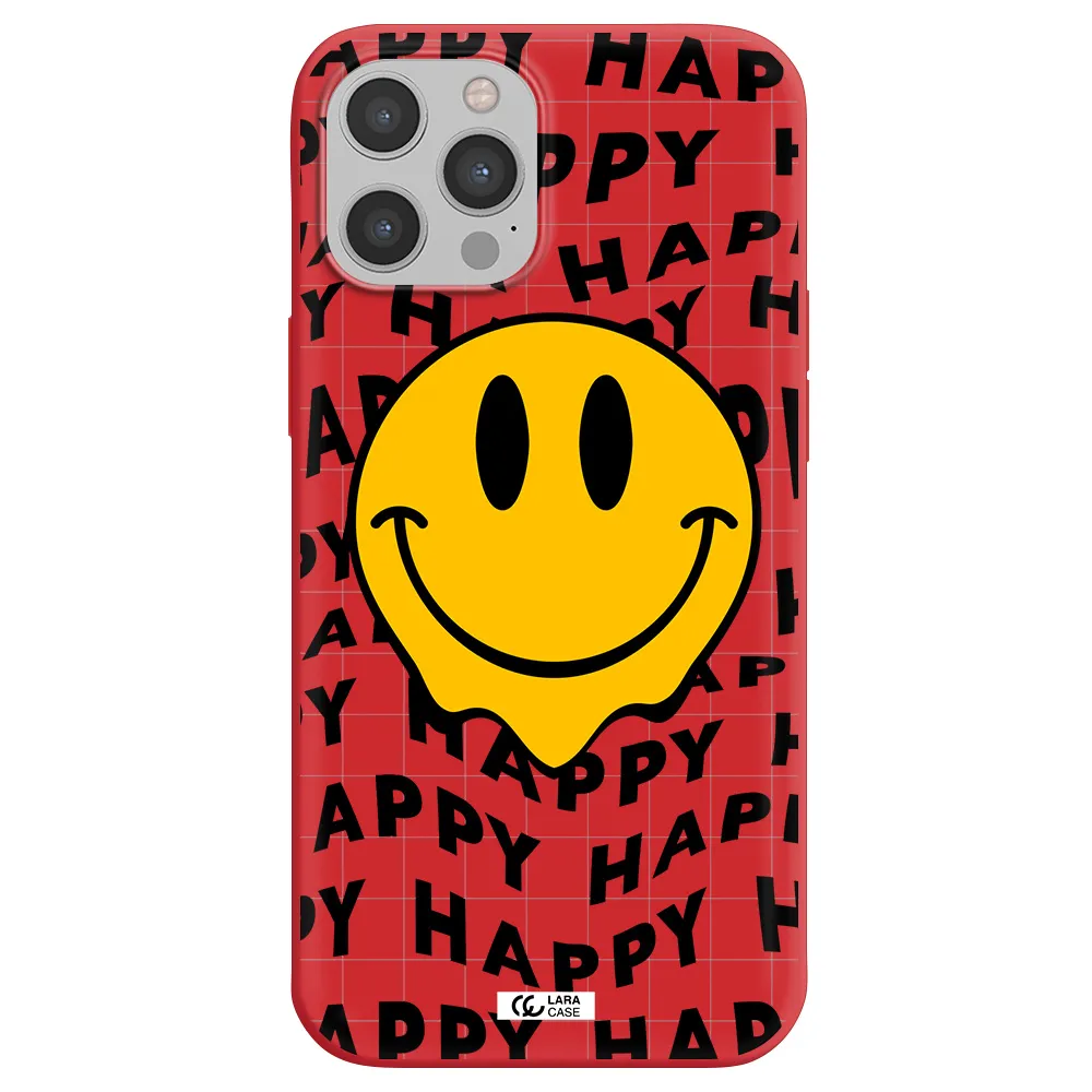 Happy Emoji Apple iPhone 12 pro max Silicone Imperial Red Case