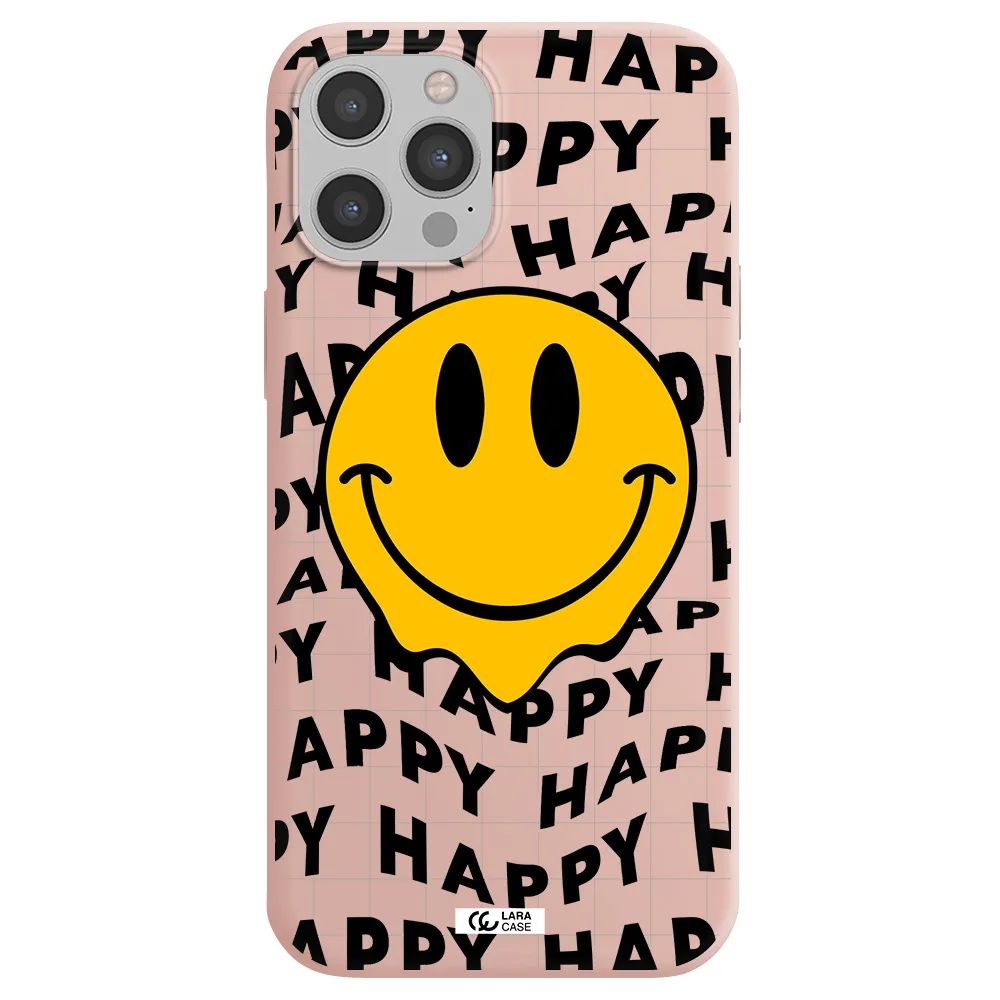 Happy Emoji Apple iPhone 12 pro max Silicone pastel pink Case