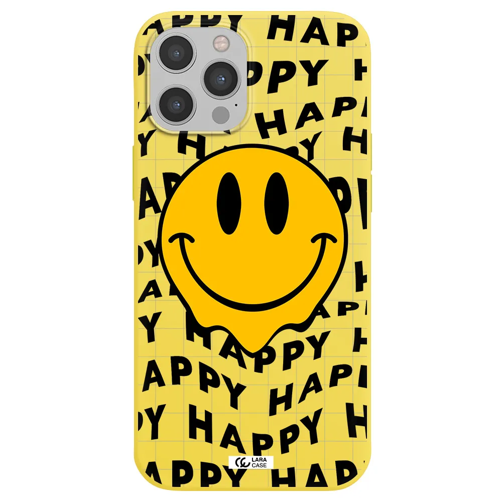 Happy Emoji Apple iPhone 12 pro Silicone canary yellow Case