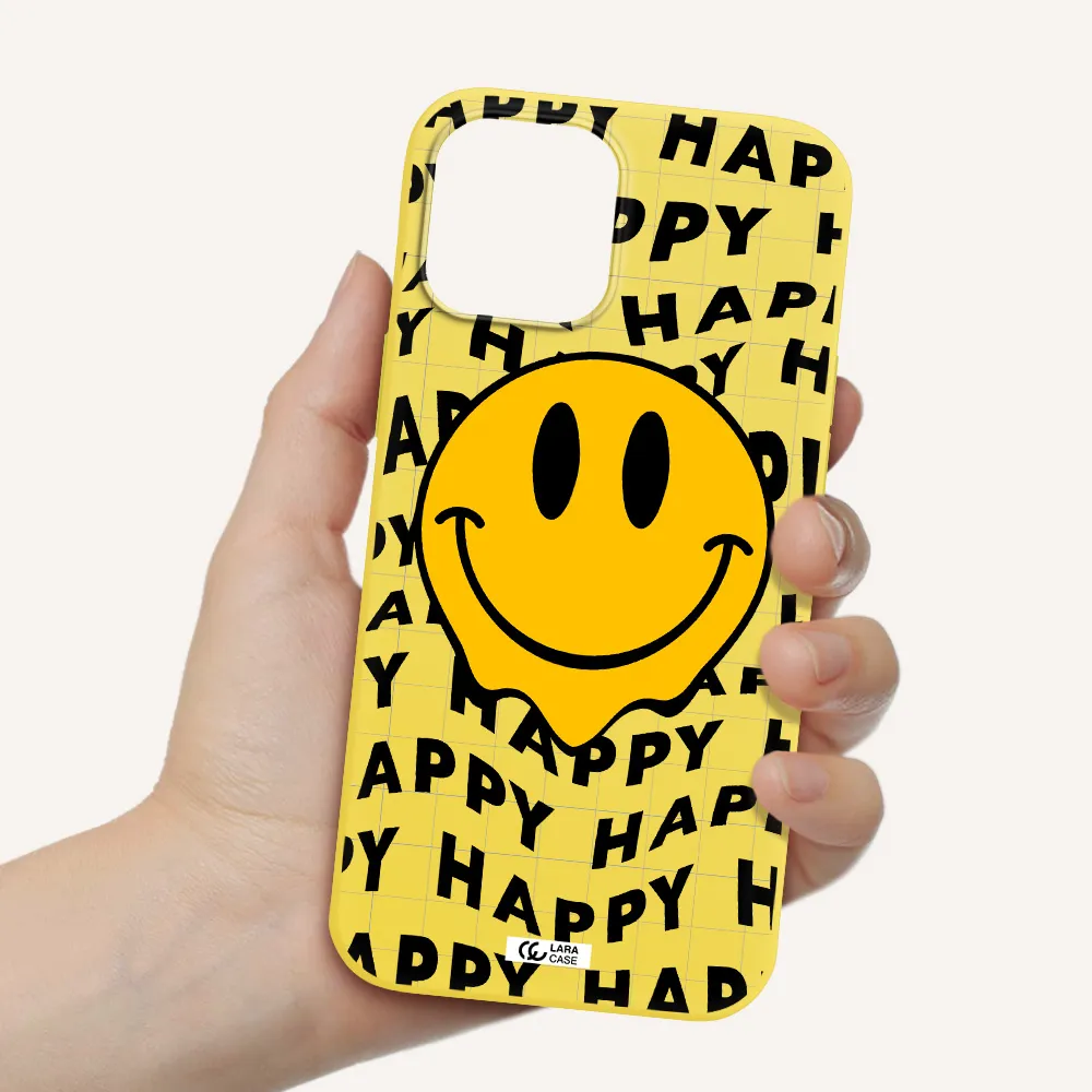 Happy Emoji Apple iPhone 12 pro Silicone canary yellow Case