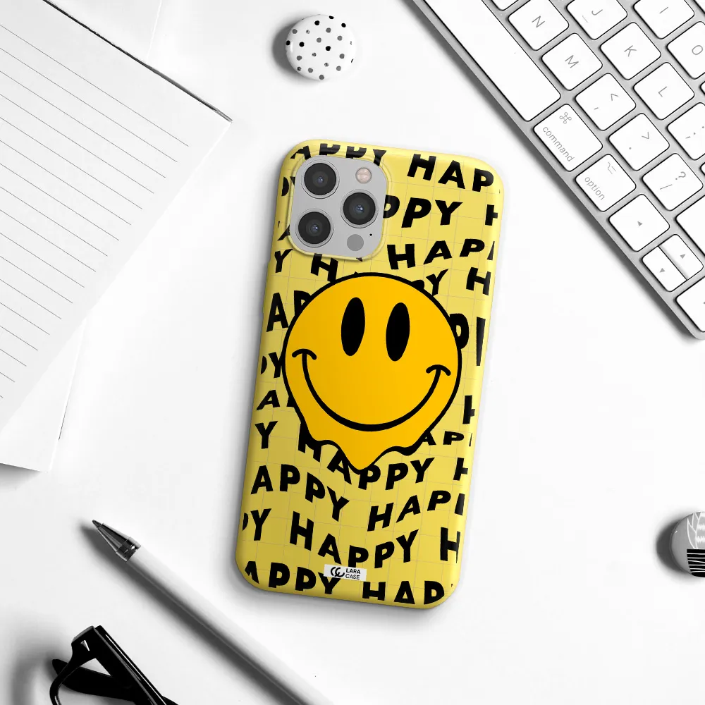 Happy Emoji Apple iPhone 12 pro Silicone canary yellow Case