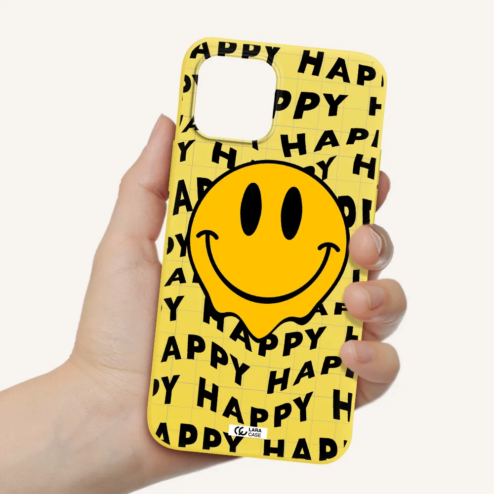 Happy Emoji Apple iPhone 12 Silicone canary yellow Case