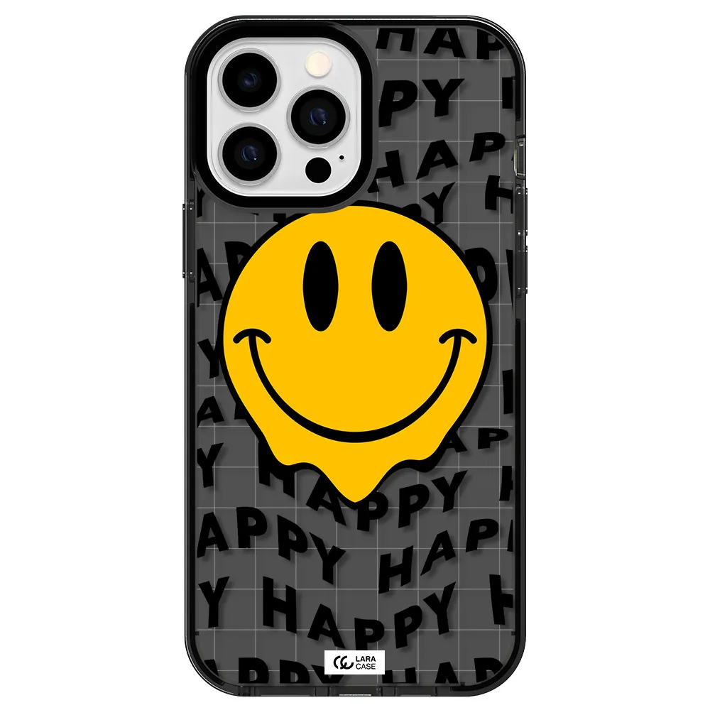 Happy Emoji Apple iPhone 13 Pro Max impact Smoke Black Case