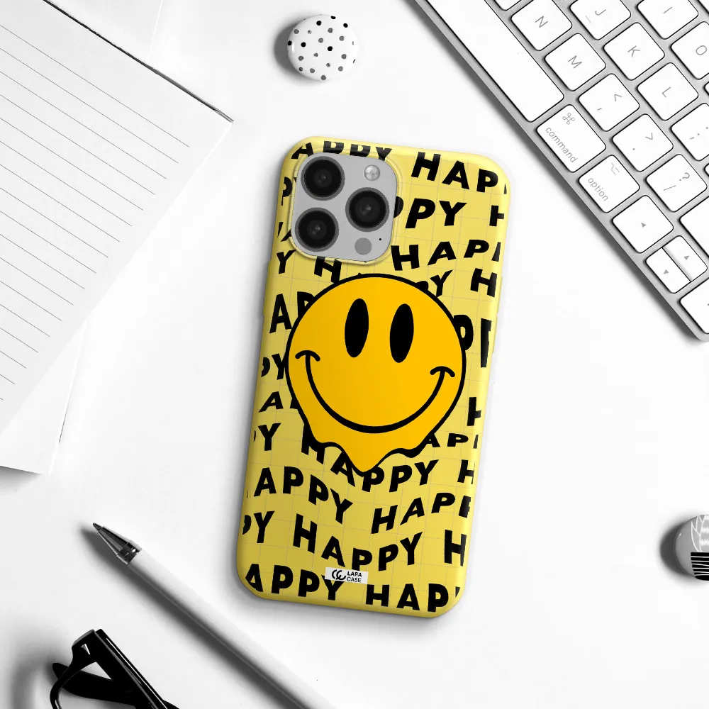 Happy Emoji Apple iPhone 13 Pro Max Silicone canary yellow Case