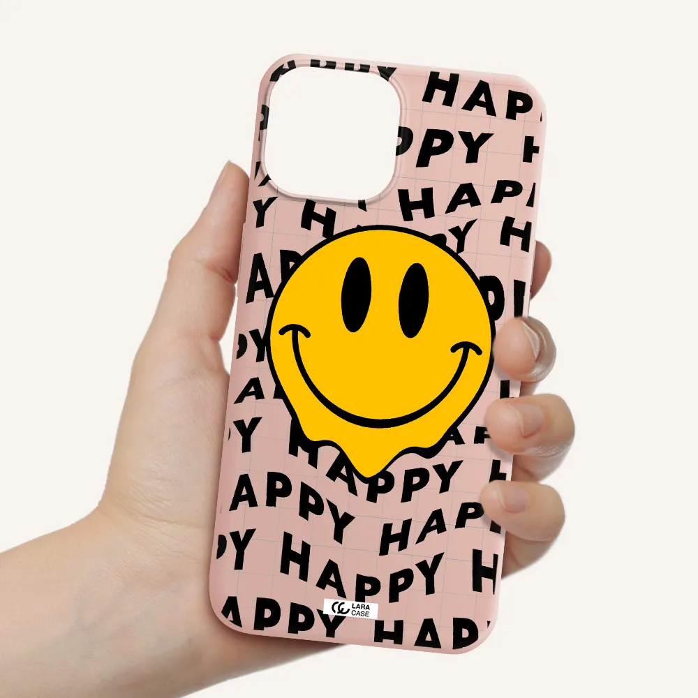 Happy Emoji Apple iPhone 13 Silicone pastel pink Case