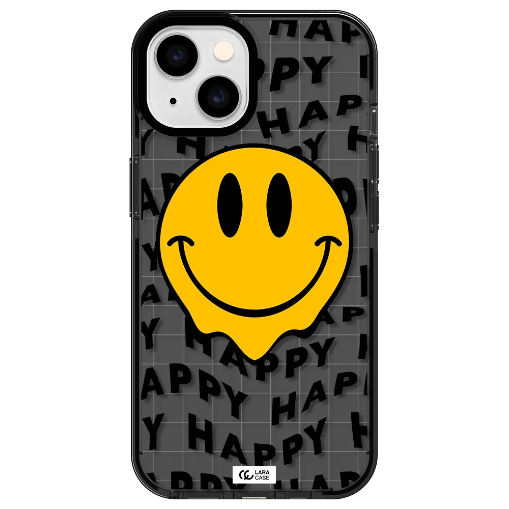 Happy Emoji Apple iPhone 14 impact Smoke Black Case