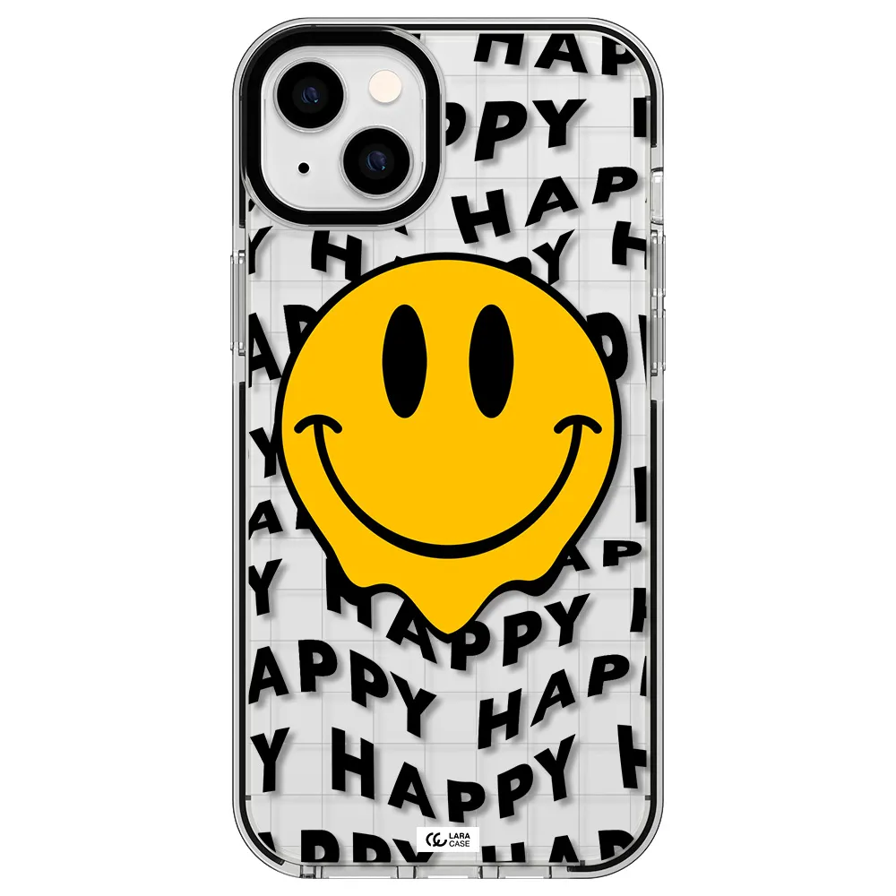 Happy Emoji Apple iPhone 14 plus impact black border Case