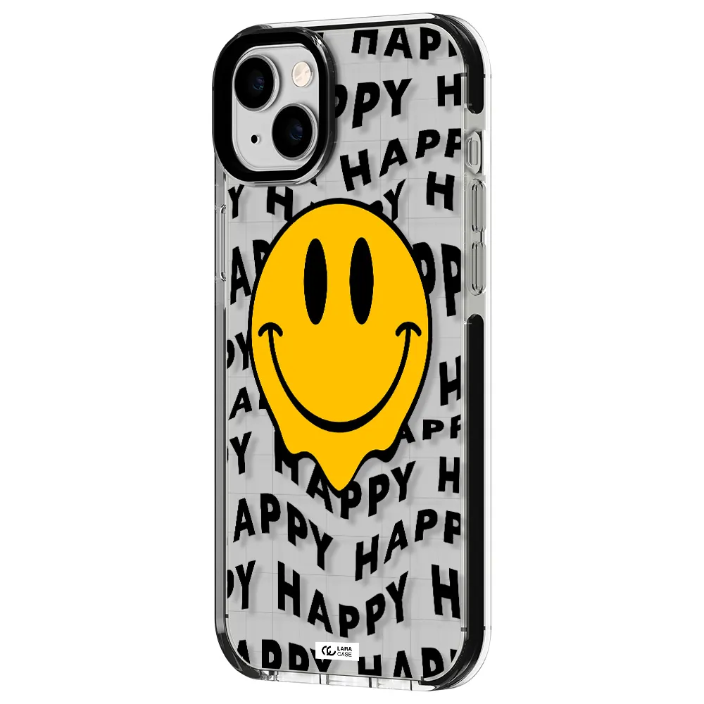 Happy Emoji Apple iPhone 14 plus impact black border Case
