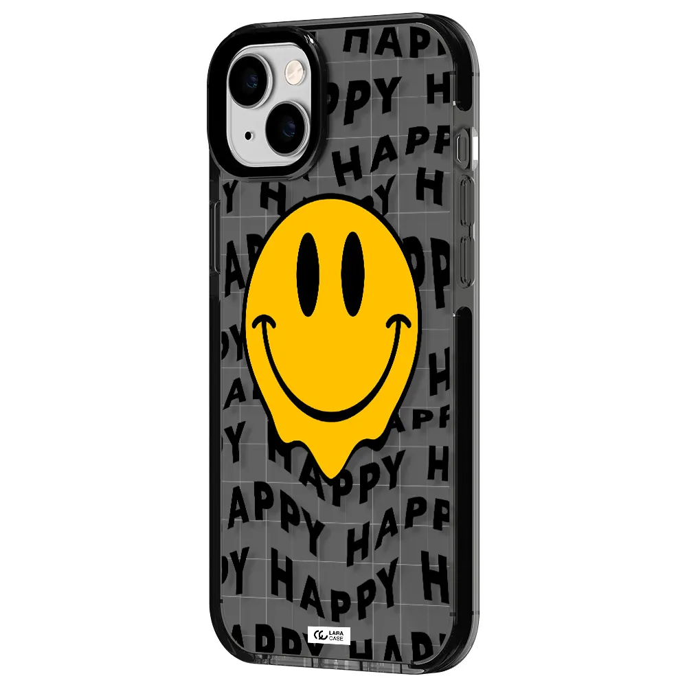 Happy Emoji Apple iPhone 14 plus impact Smoke Black Case