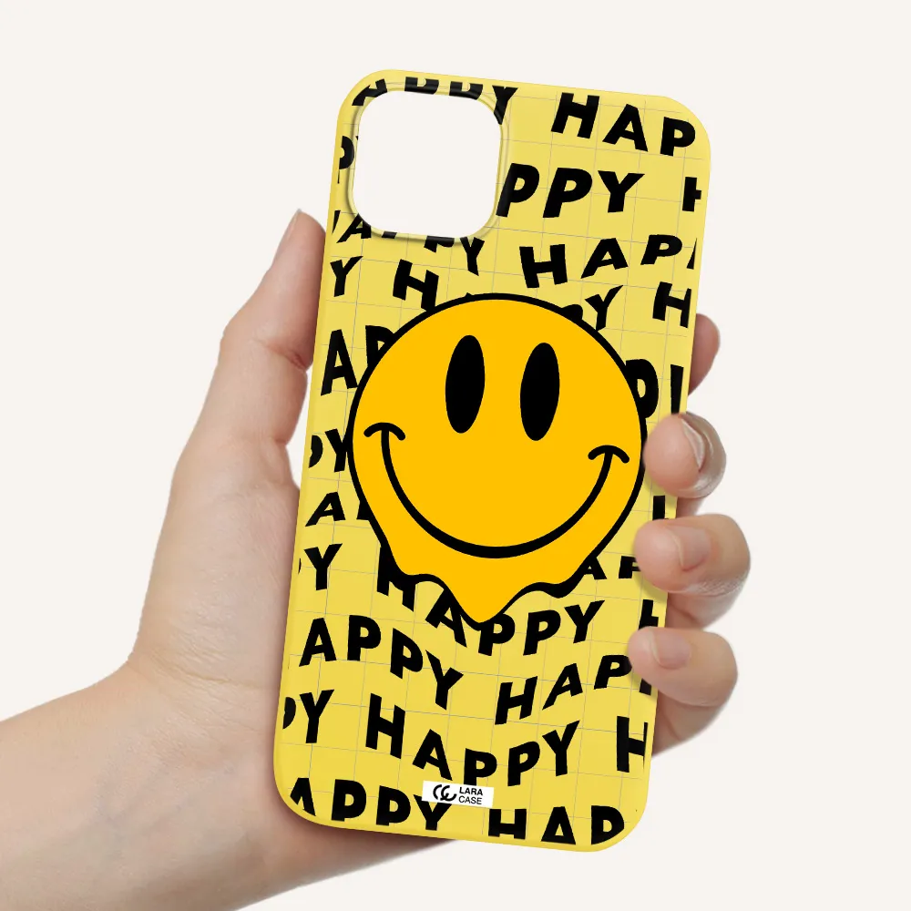 Happy Emoji Apple iPhone 14 plus Silicone canary yellow Case