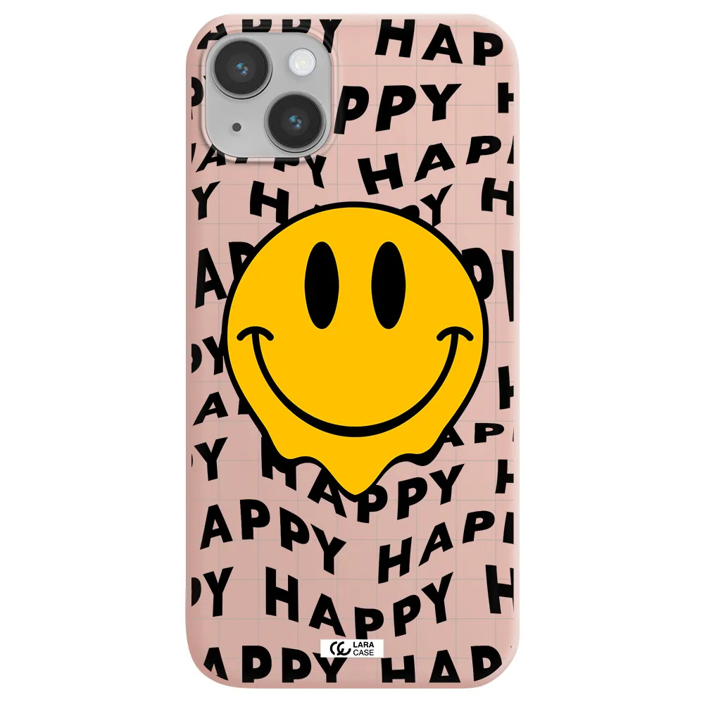 Happy Emoji Apple iPhone 14 plus Silicone pastel pink Case
