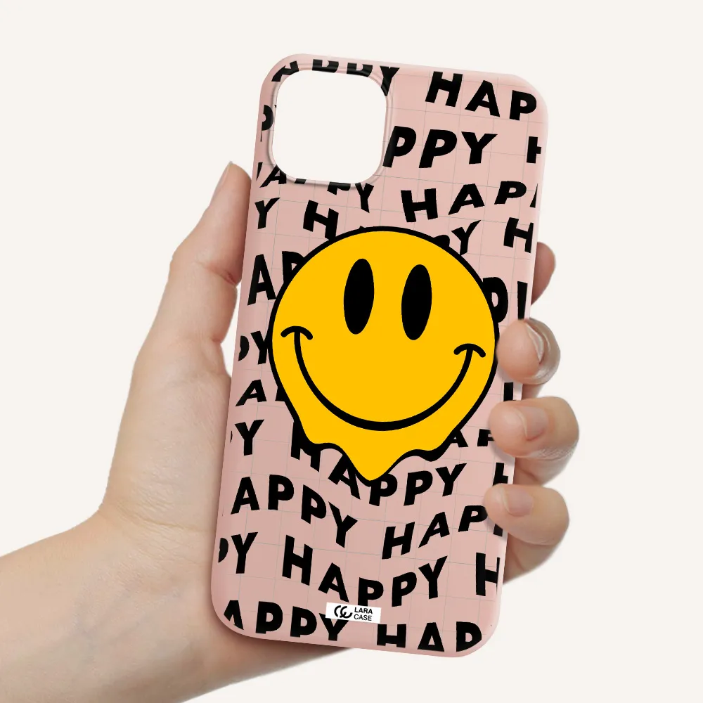 Happy Emoji Apple iPhone 14 plus Silicone pastel pink Case