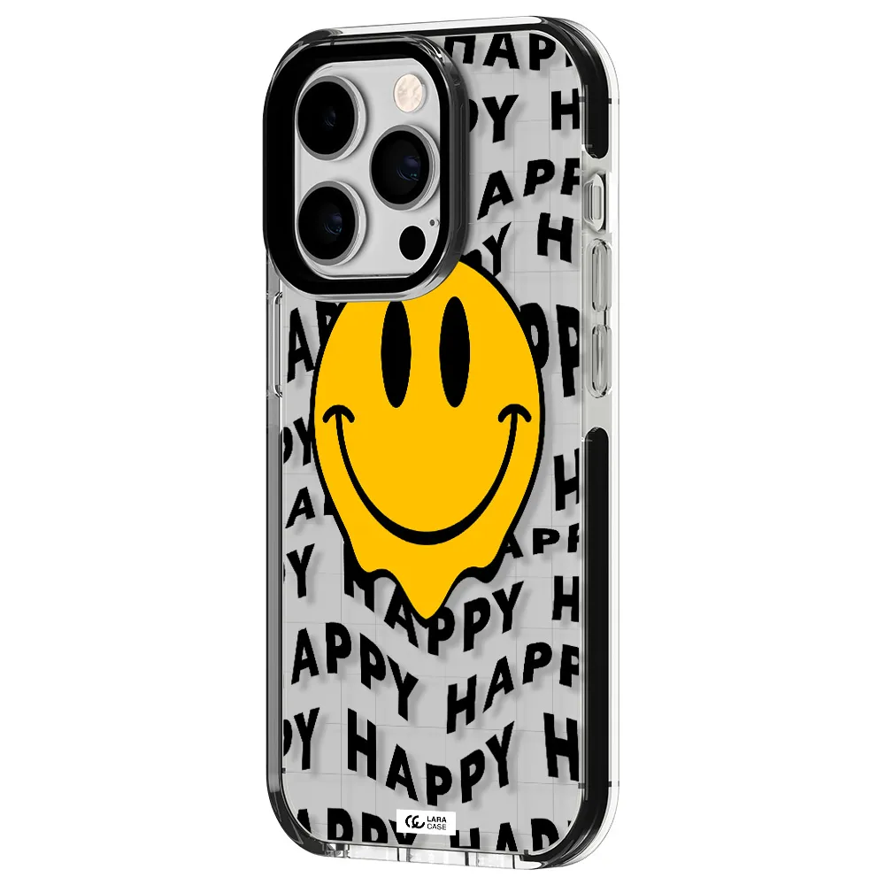 Happy Emoji Apple iPhone 14 pro impact black border Case