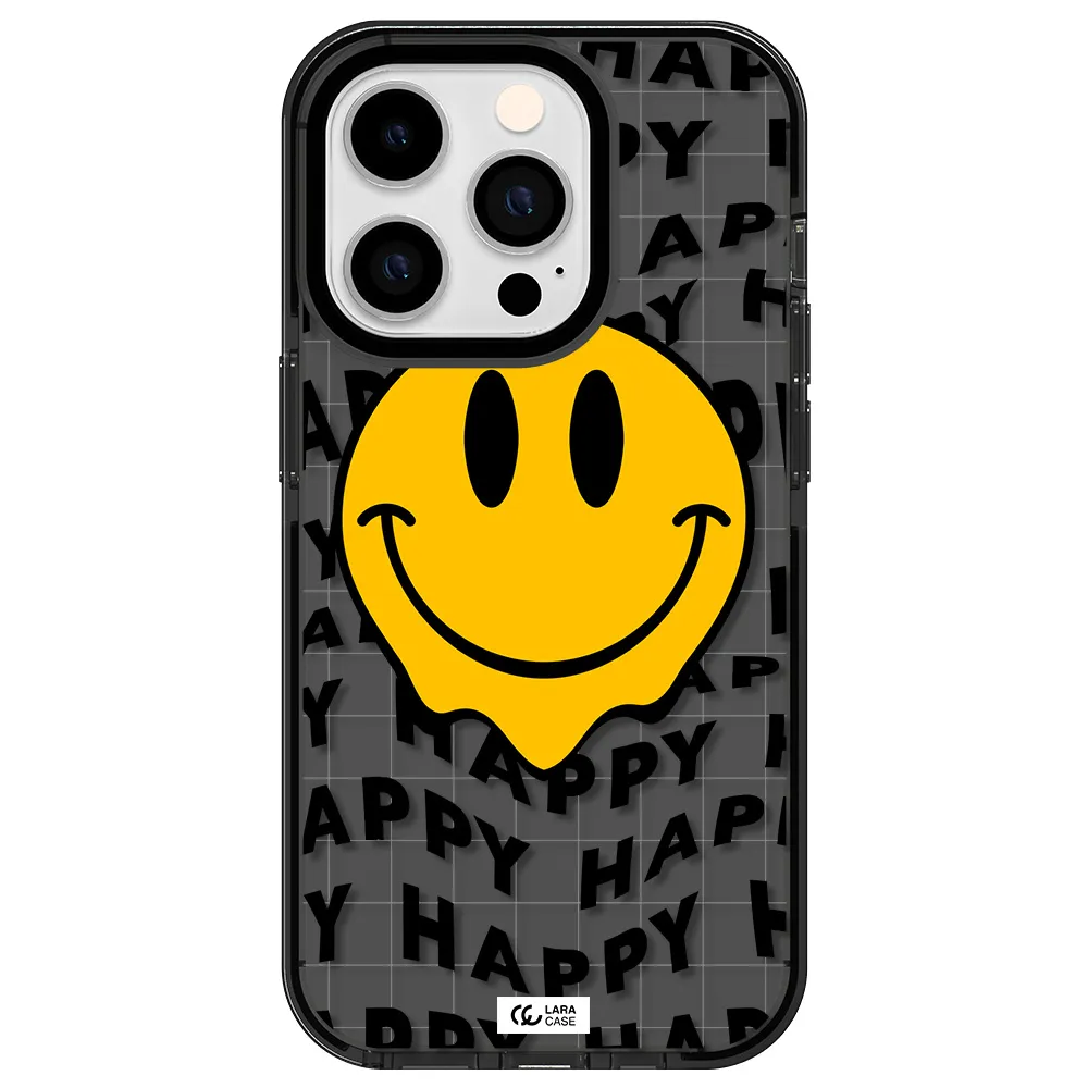 Happy Emoji Apple iPhone 14 pro impact Smoke Black Case