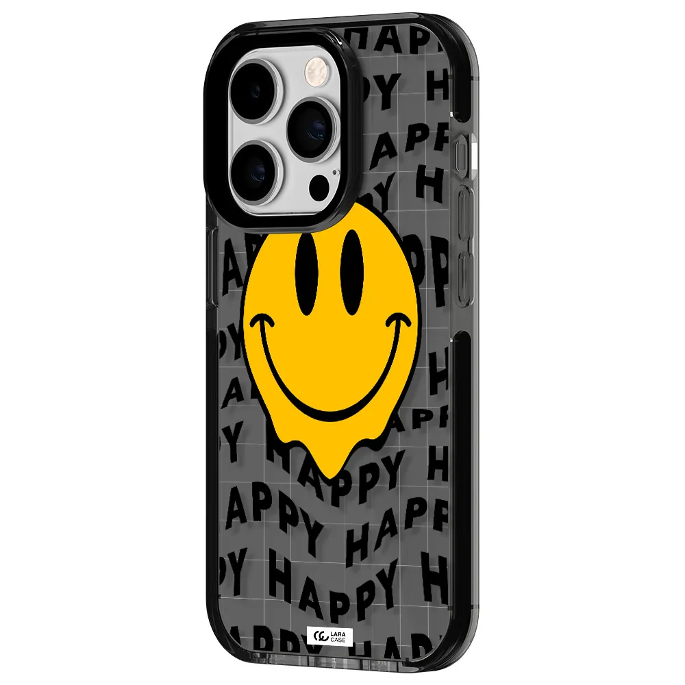 Happy Emoji Apple iPhone 14 pro impact Smoke Black Case