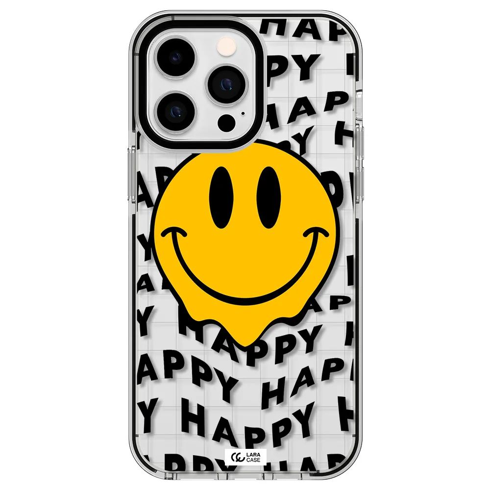 Happy Emoji Apple iPhone 14 pro max impact black border Case