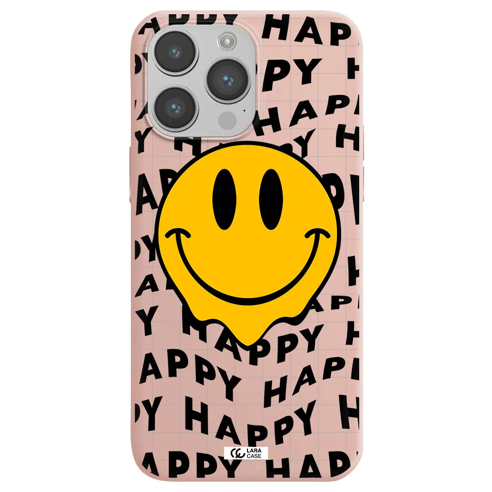 Happy Emoji Apple iPhone 14 pro max Silicone pastel pink Case
