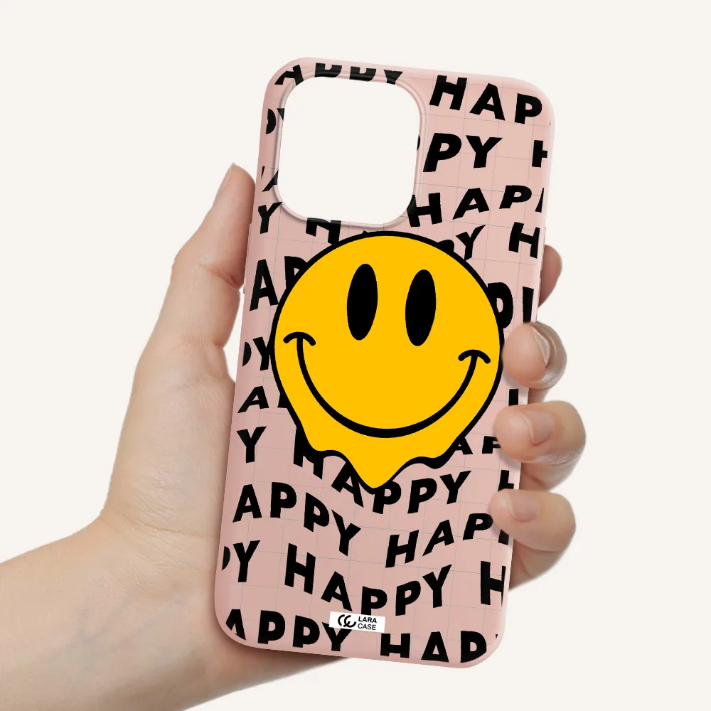Happy Emoji Apple iPhone 14 pro max Silicone pastel pink Case