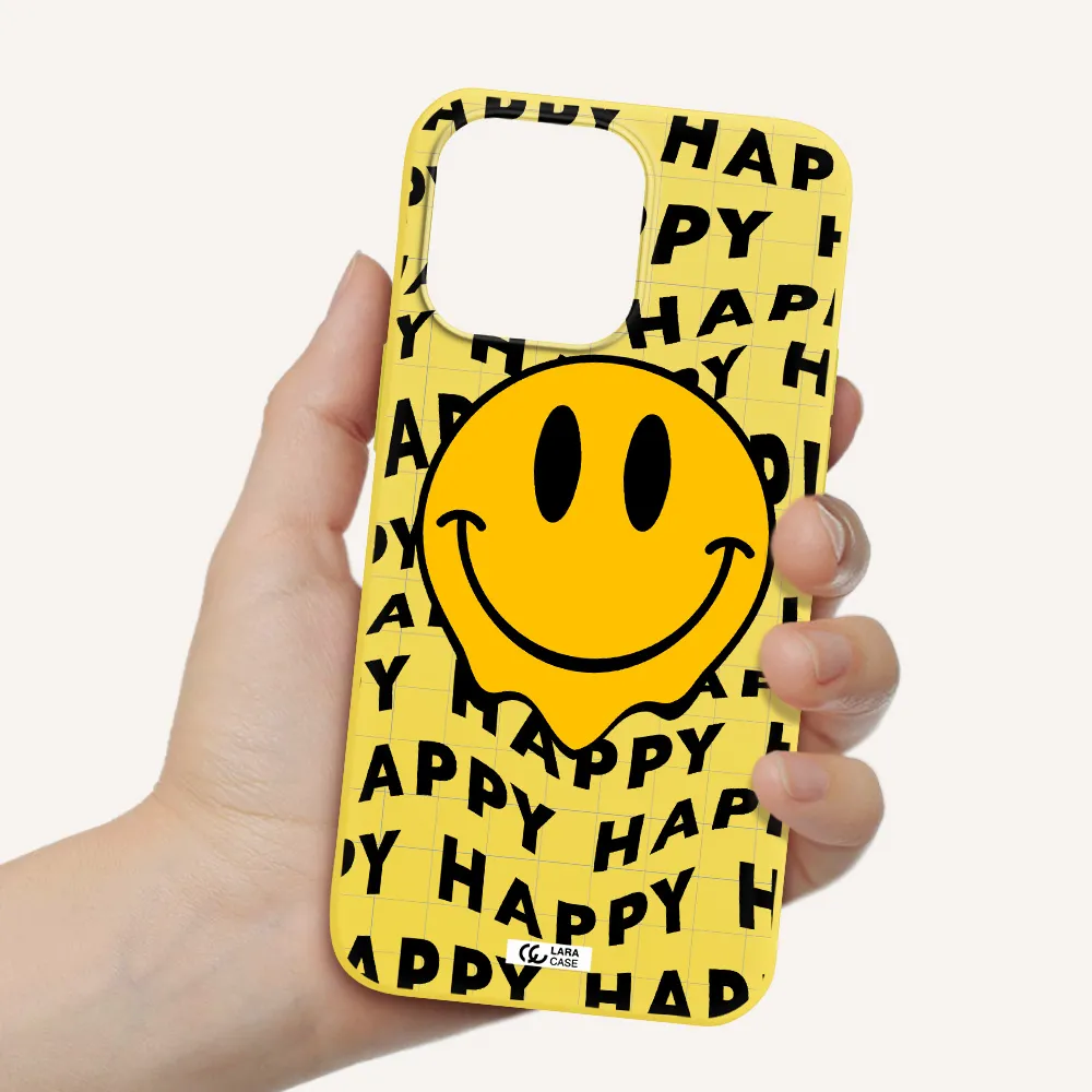 Happy Emoji Apple iPhone 14 pro Silicone canary yellow Case