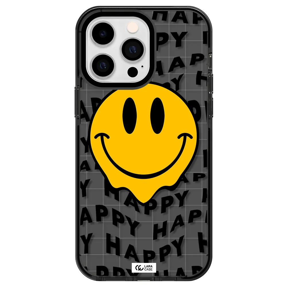 Happy Emoji Apple iPhone 15 Pro impact Smoke Black Case