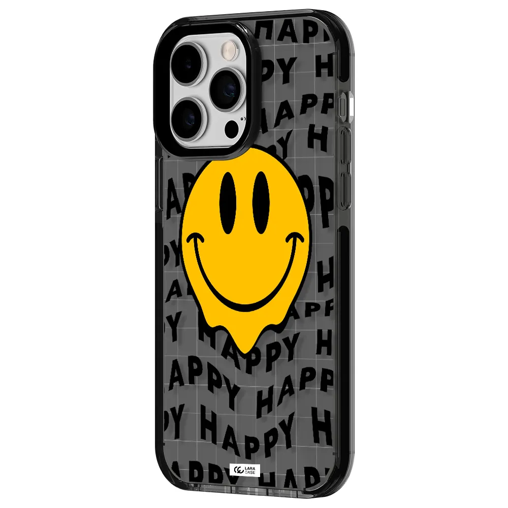 Happy Emoji Apple iPhone 15 Pro Max impact Smoke Black Case