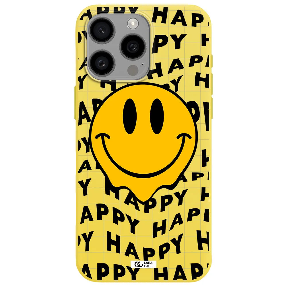 Happy Emoji Apple Iphone 15 Pro max Silicone canary yellow Case