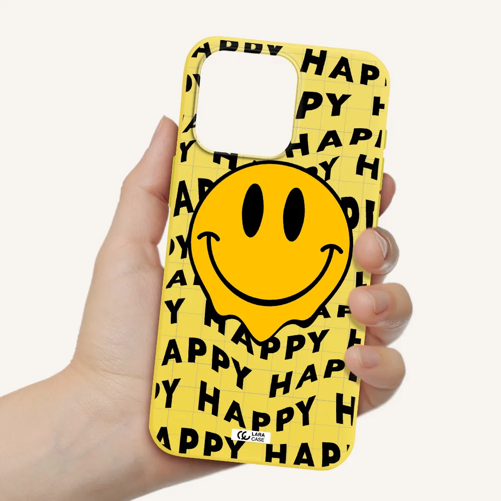 Happy Emoji Apple Iphone 15 Pro max Silicone canary yellow Case