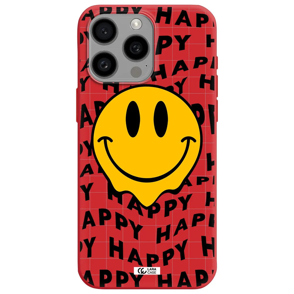 Happy Emoji Apple Iphone 15 Pro Max Silicone Imperial Red Case