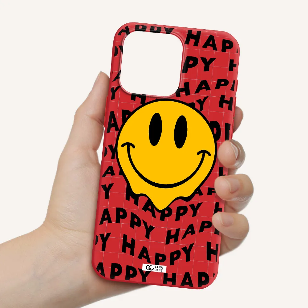 Happy Emoji Apple Iphone 15 Pro Max Silicone Imperial Red Case
