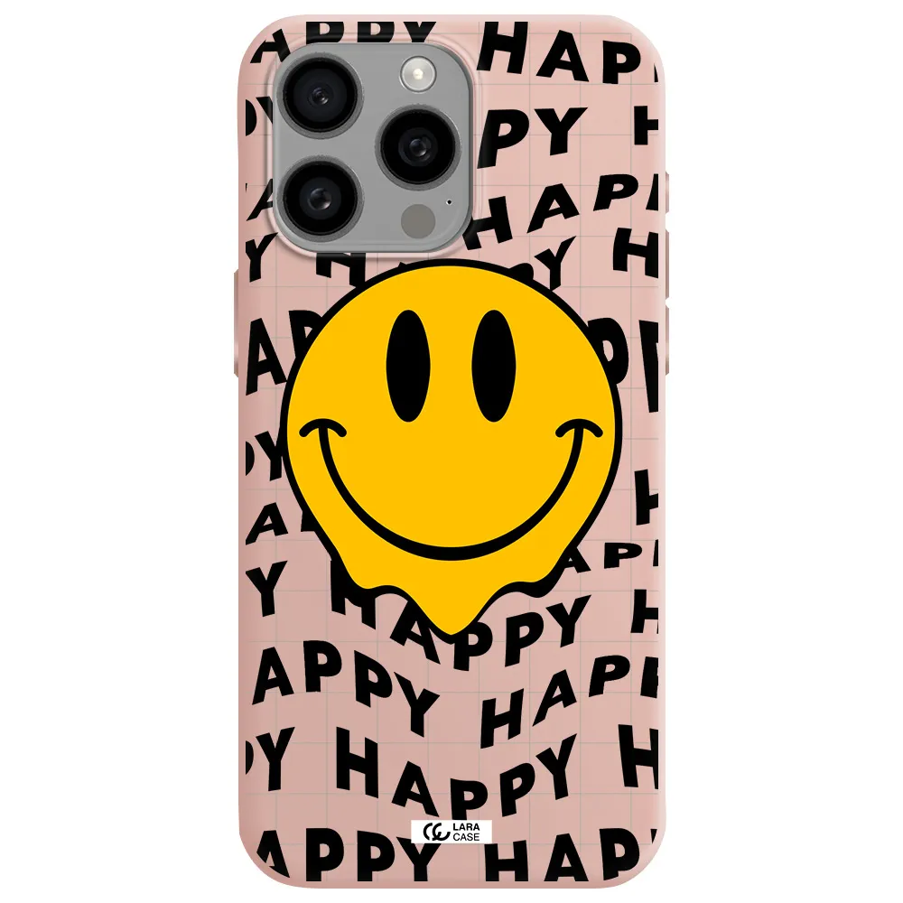 Happy Emoji Apple Iphone 15 Pro max Silicone pastel pink Case