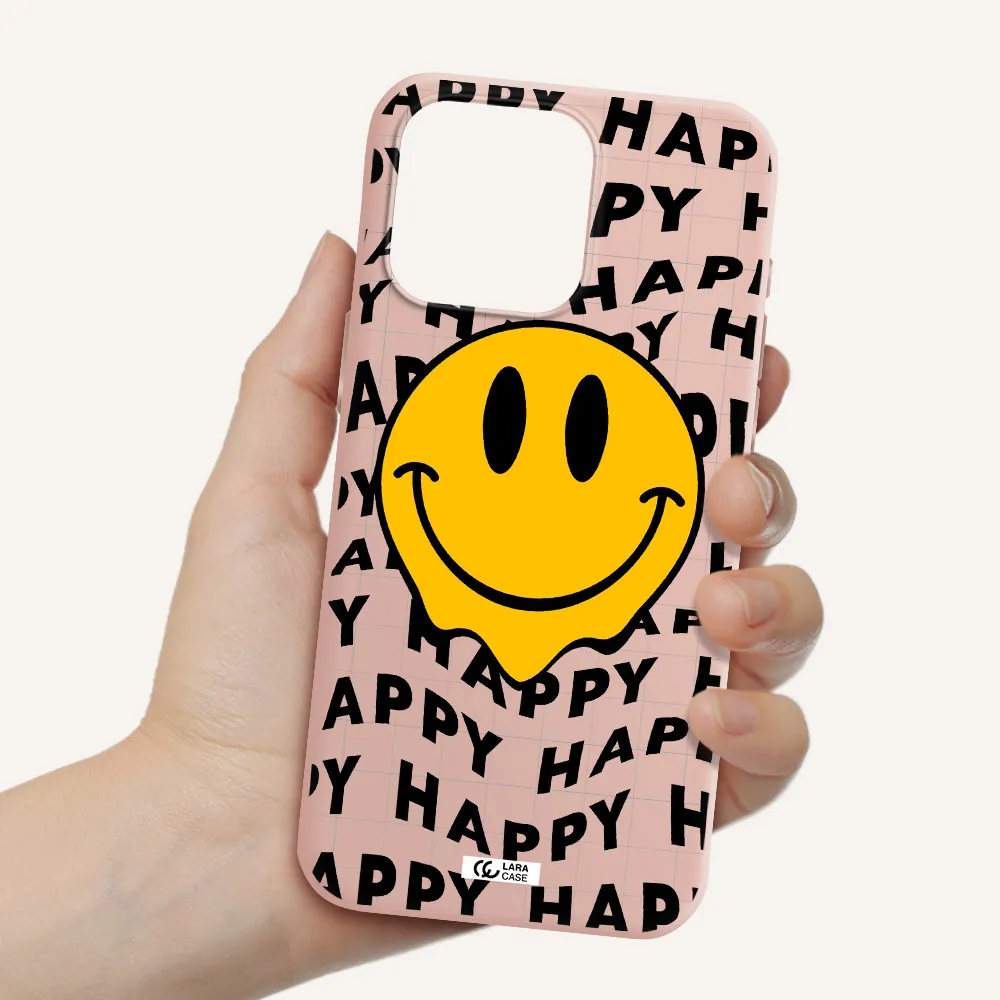 Happy Emoji Apple Iphone 15 Pro max Silicone pastel pink Case