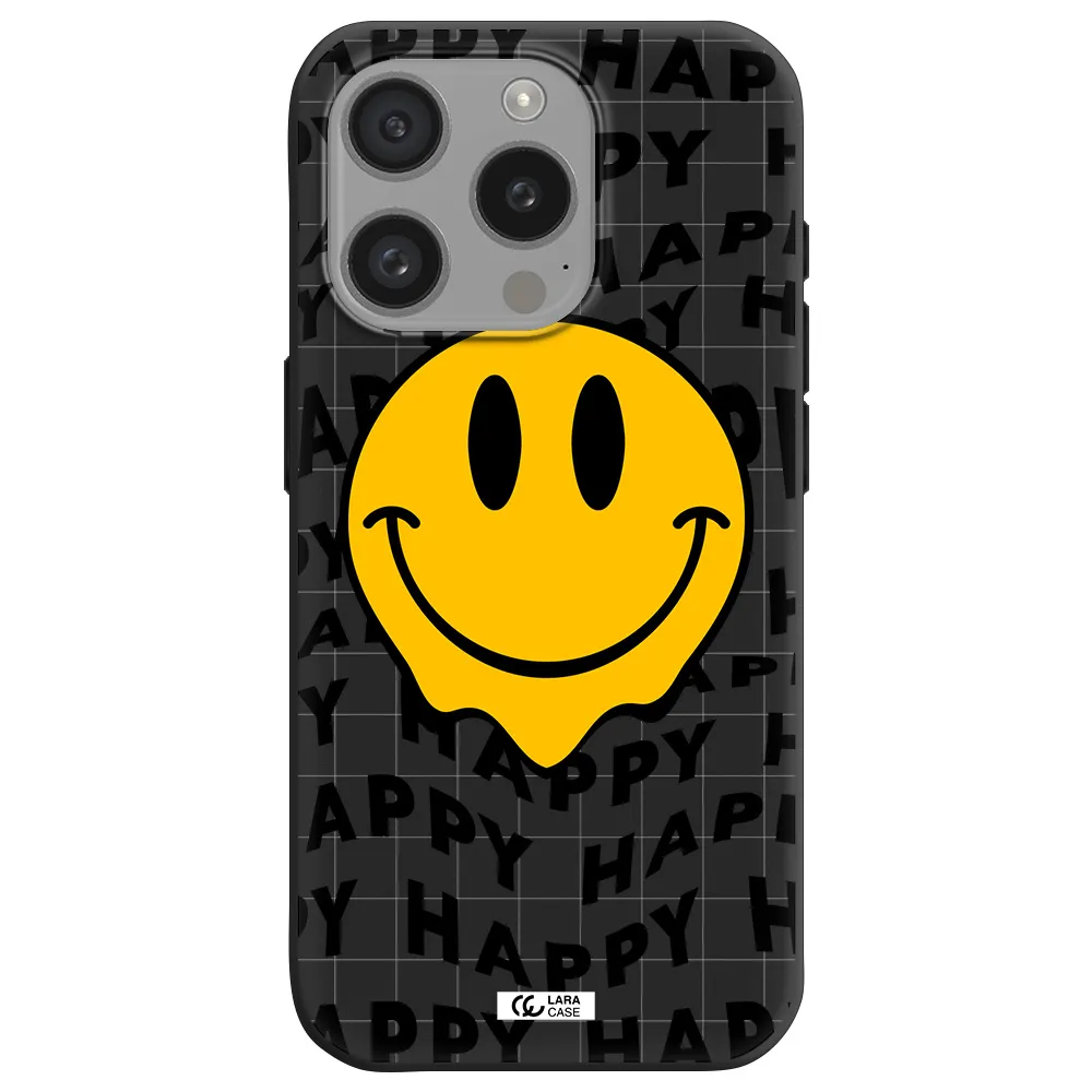 Happy Emoji Apple Iphone 15 Pro Silicone Black Case