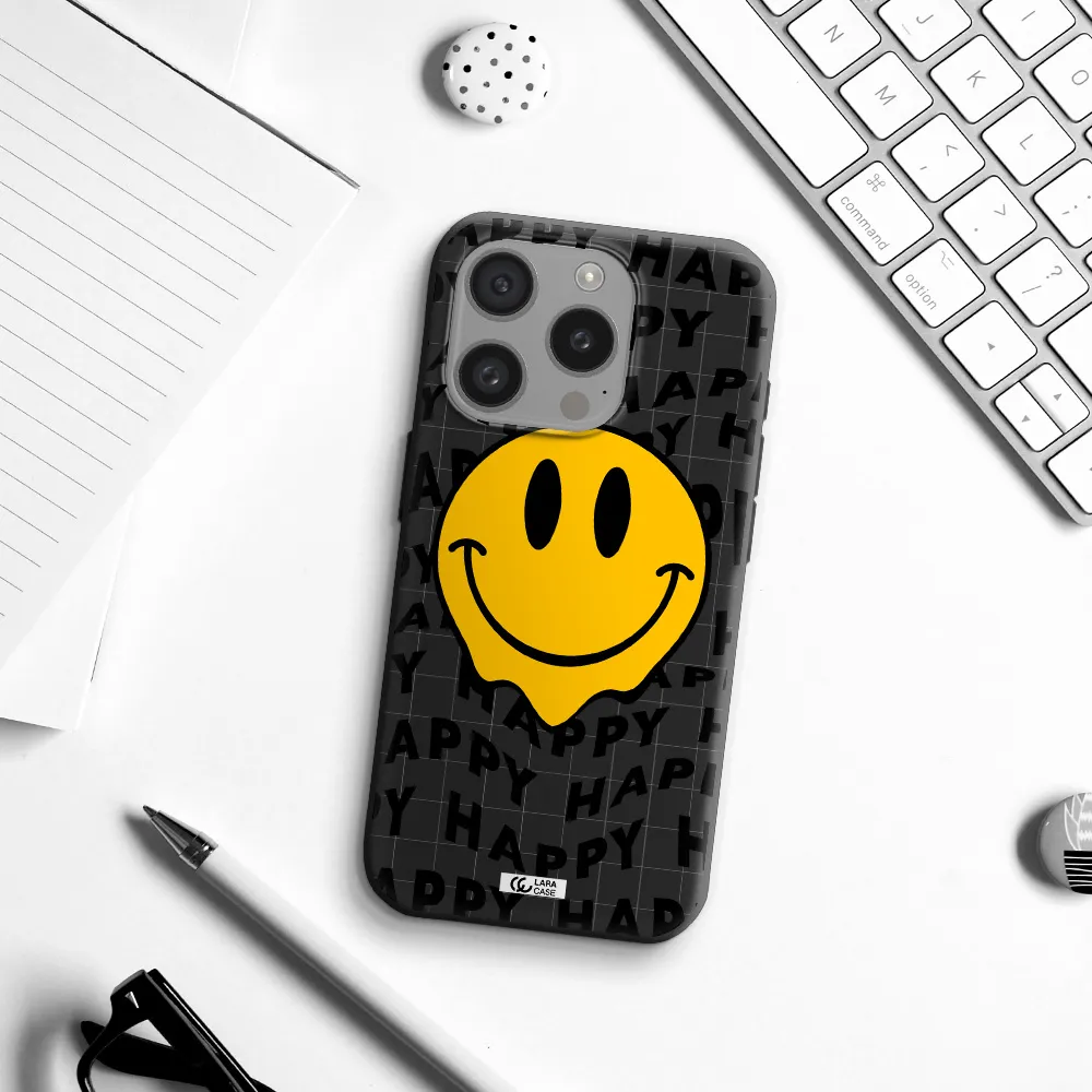 Happy Emoji Apple Iphone 15 Pro Silicone Black Case