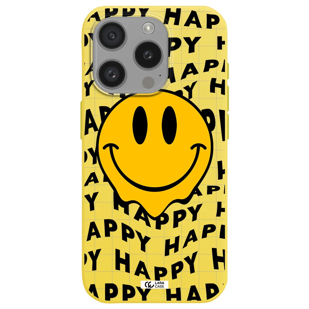 Happy Emoji Apple Iphone 15 Pro Silicone Canary Yellow Case
