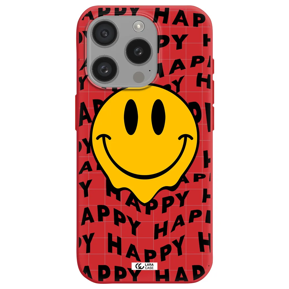 Happy Emoji Apple Iphone 15 Pro Silicone Imperial Red Case