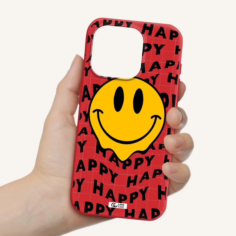 Happy Emoji Apple Iphone 15 Pro Silicone Imperial Red Case