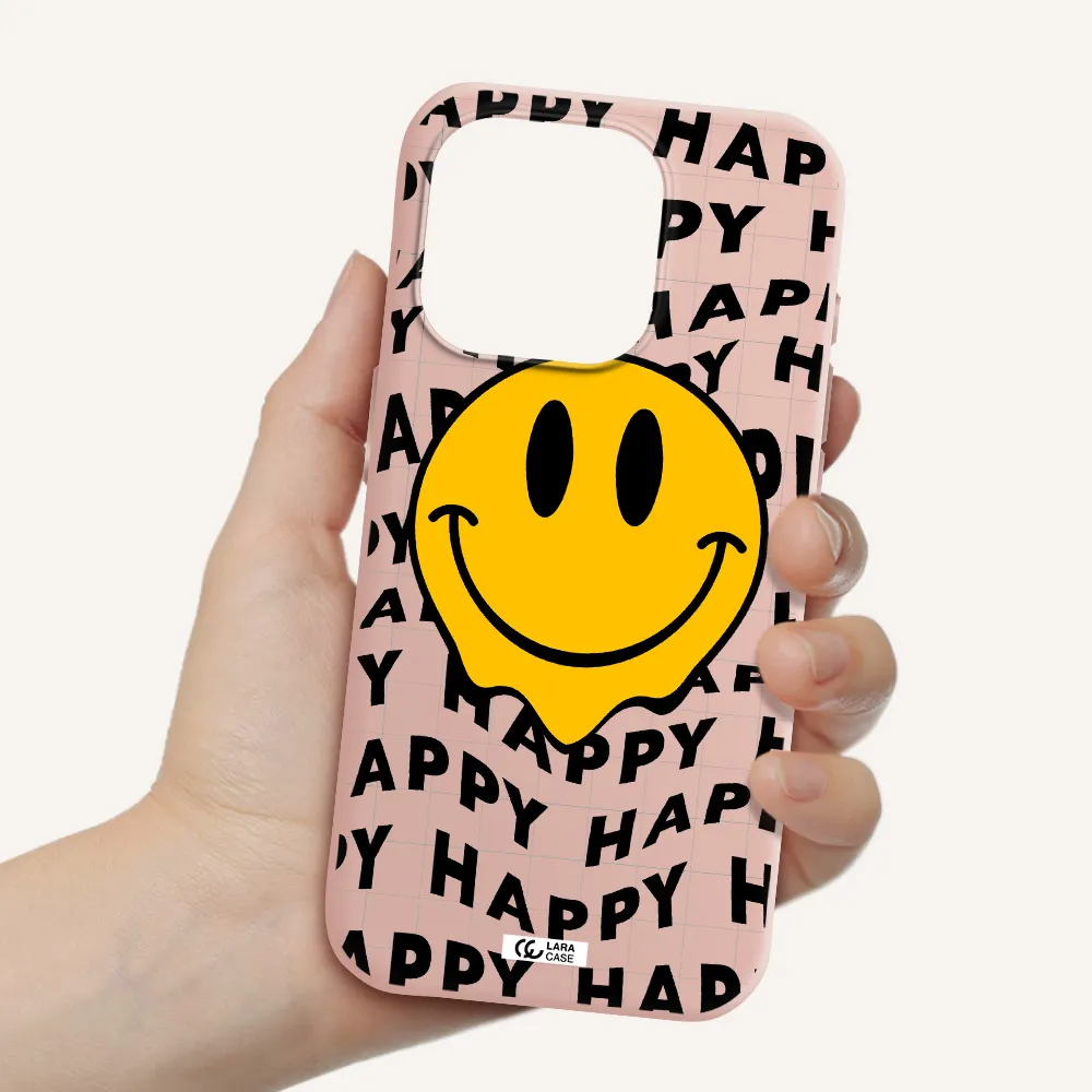 Happy Emoji Apple Iphone 15 Pro Silicone Pastel Pink Case