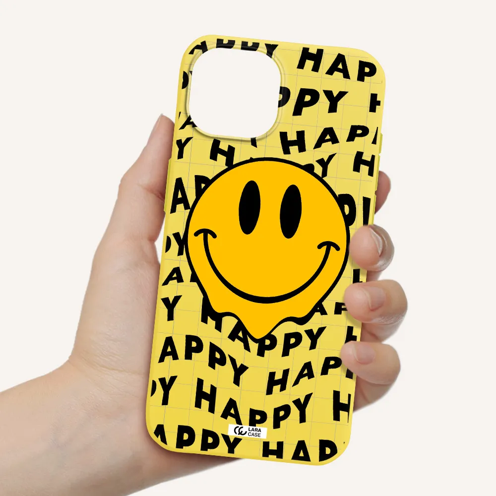 Happy Emoji Apple iPhone 15 Silicone canary yellow Case
