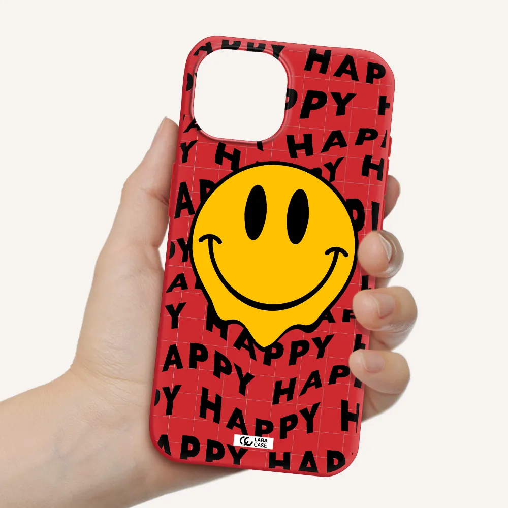 Happy Emoji Apple Iphone 15 Silicone Imperial Red Case
