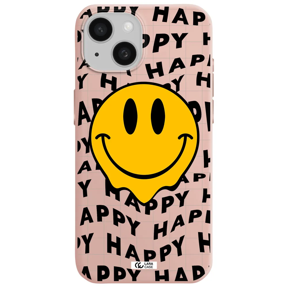 Happy Emoji Apple Iphone 15 Silicone Pastel Pink Case