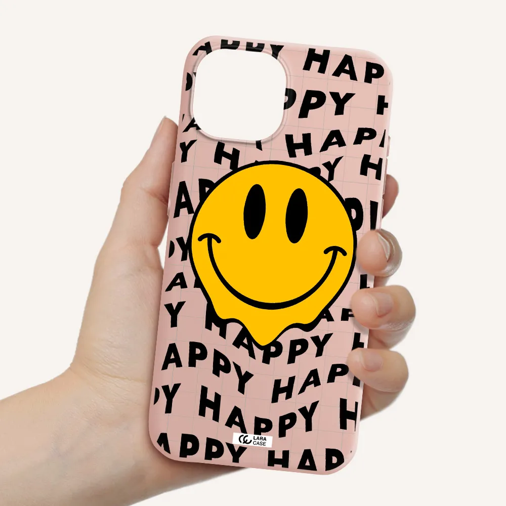 Happy Emoji Apple Iphone 15 Silicone Pastel Pink Case