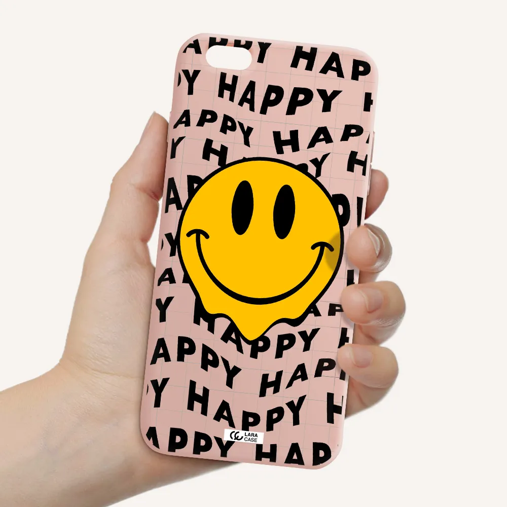 Happy Emoji Apple iPhone 6 plus Silicone pastel pink Case