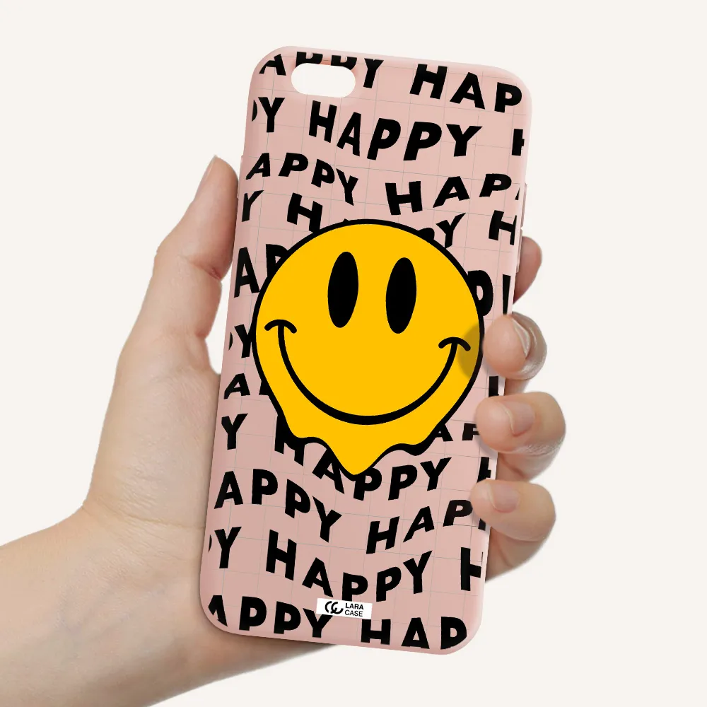 Happy Emoji Apple iPhone 6 s plus Silicone pastel pink Case