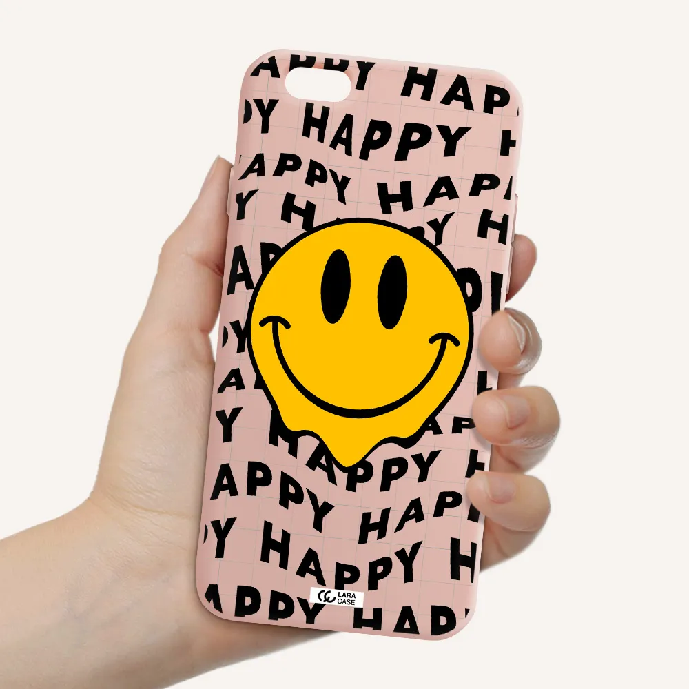Happy Emoji Apple iPhone 6 Silicone pastel pink Case