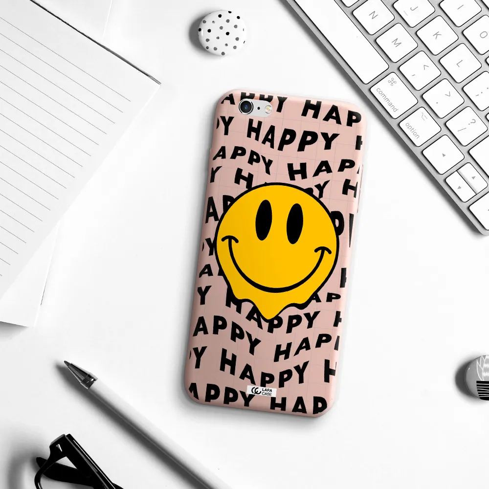 Happy Emoji Apple iPhone 6S Silicone pastel pink Case